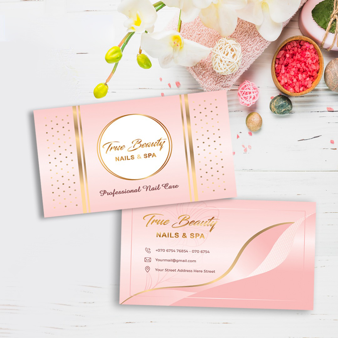Business cards on a stone tray mockup