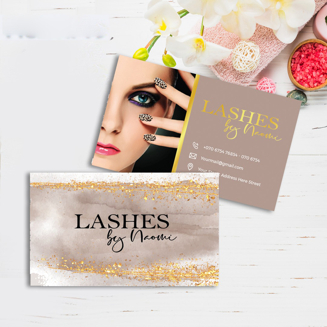 Business cards on a stone tray mockup